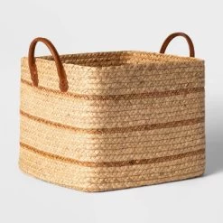Braided Water Hyacinth Basket With Faux Leather Handles - Threshold™ 8 Braided Water Hyacinth Basket With Faux Leather Handles - Threshold™ -Haven Home Store GUEST e75c136f 3764 438e a3e1 3ff7d3618fa0