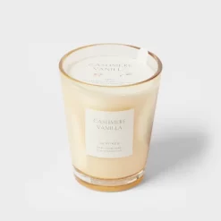Colored Vase Glass With Dustcover Cashmere Vanilla Candle Ivory - Threshold™ -Haven Home Store GUEST eb6587ba 8479 44af a170 8ca882422432