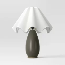 Wavy Shade Collection With Ceramic Base Table Lamp Green - Threshold™