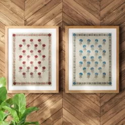 (Set Of 2) 16"x 20" Embroidered Floral Textile Wall Decors Neutrals - Threshold™